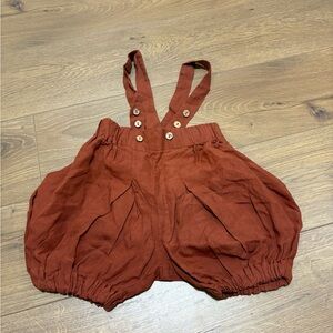 La Petite Alice NWT 100% Linen Red Baby Romper Shorts Removable Straps 3-4Y NEW